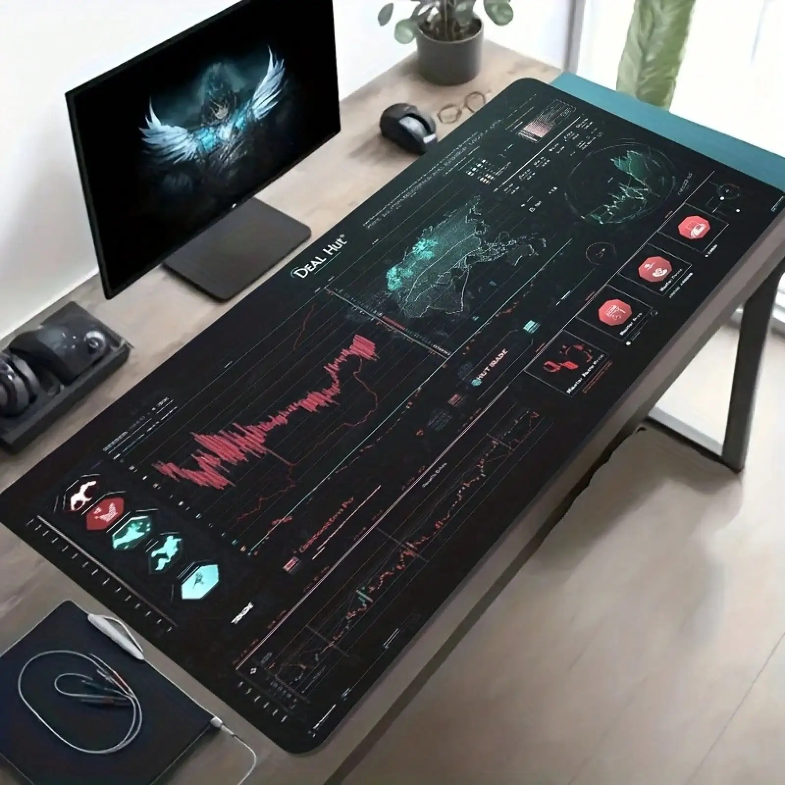

Cyber-Financial Data Chart Tech-Style Interface Pattern, Non-Slip Washable Rubber Base, Extra-Large Desk Mat, Office Desk Accessories, Computer Decoration Accessories Breathable Gaming Mouse Pad With Diatom Mud Non-Slip Office Mouse Pad Large Size