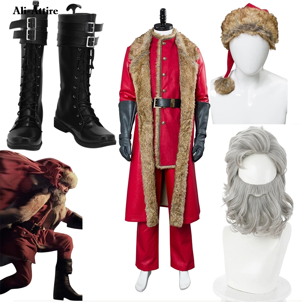 

Movie Christmas Chronicles Santa Claus Cosplay Costume Halloween Carnival Disguise Men Adult Shoes Hat Wigs Foots Suits Prop