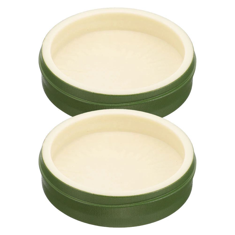 

2pcs Reptile Feeding Bowl Bamboo Design Water Dish For Lizards Turtles Snakes Hamsters Birds Small Animals Reusable Plastic Pet