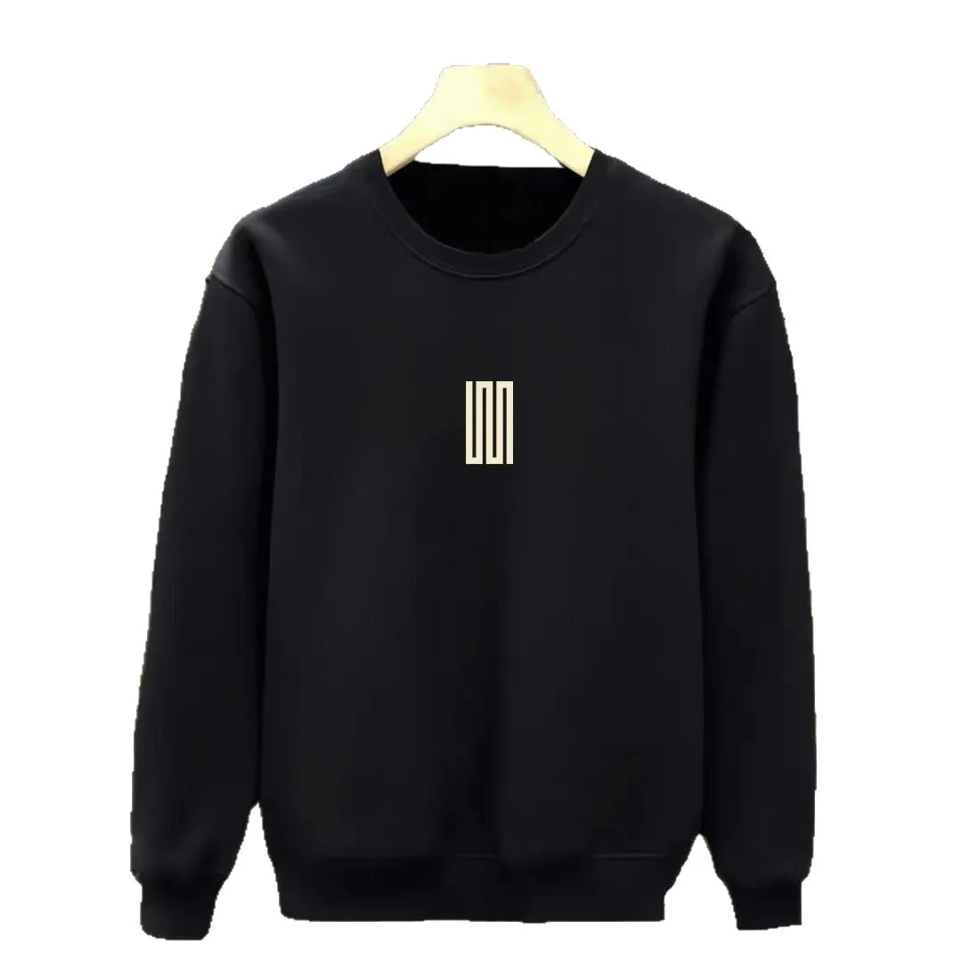 

Sweater Men's Popular 2025 New High-end Printing Versatile Autumn Winter Velvet Long-sleeved T-shirt on Clothes Men's Clothing