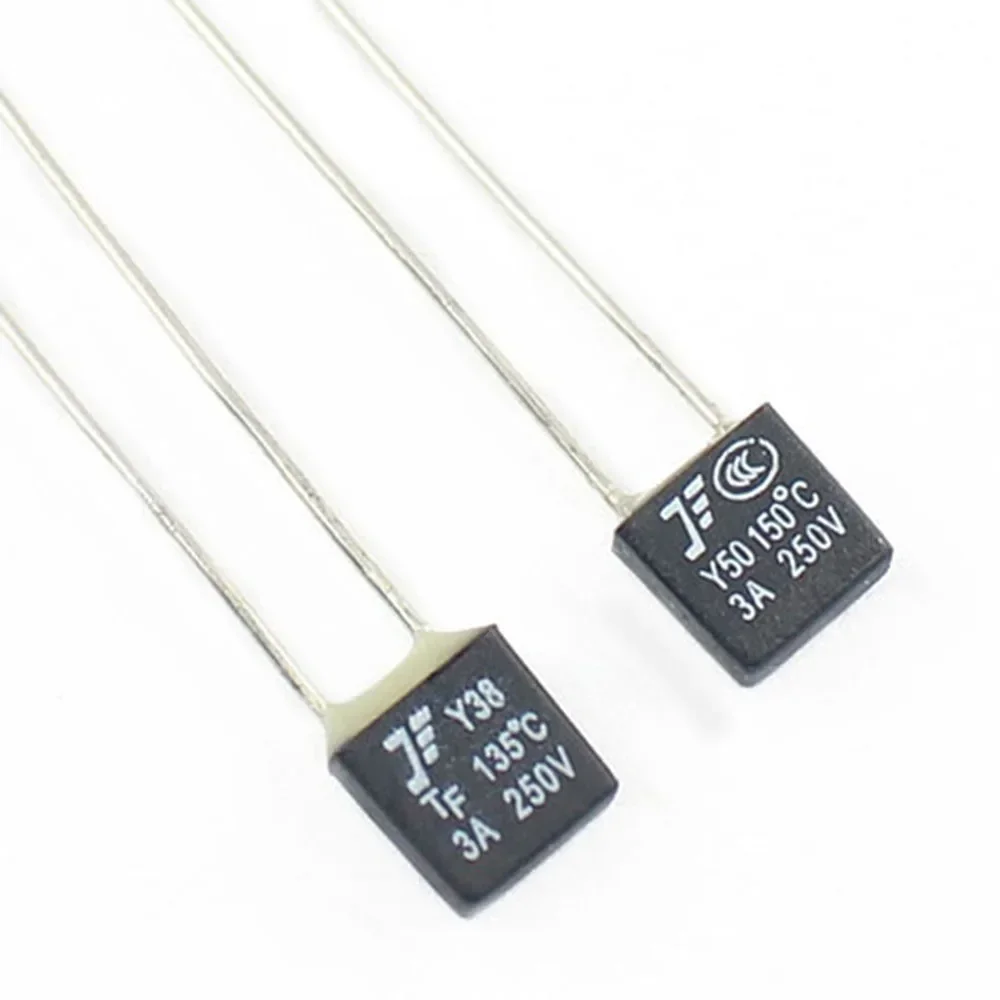 50 adet RH Termal Sigorta 135 150 Derece 250 V 3A Siyah Kare Sıcaklık Anahtarı Y38 Y50