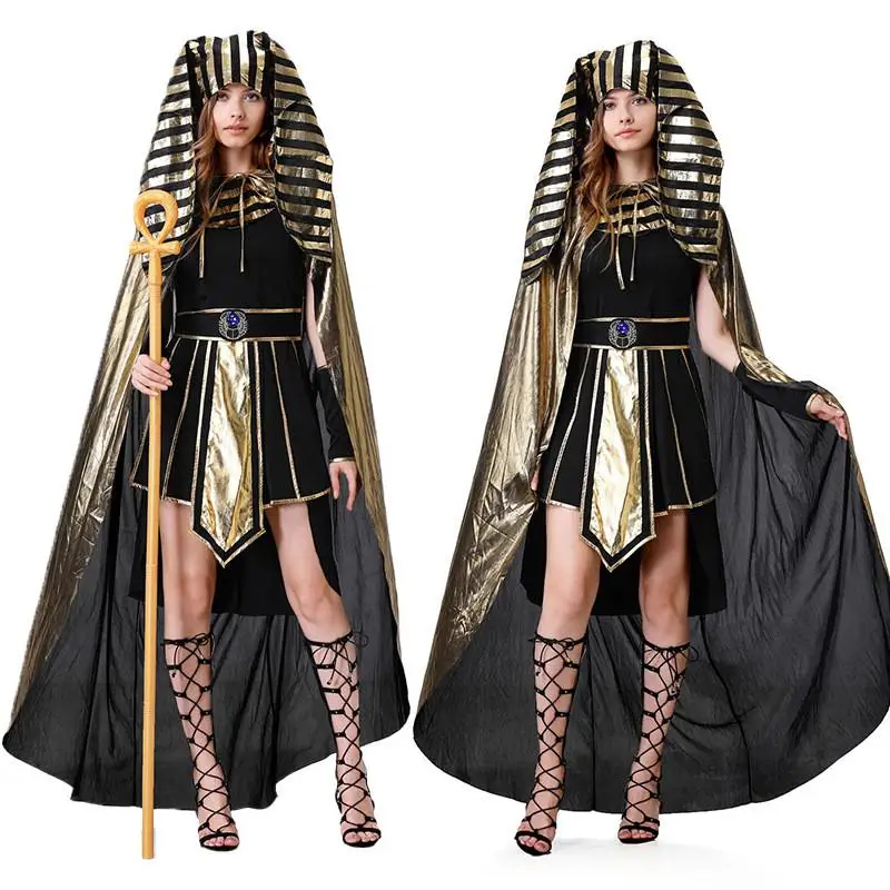 

Adult Halloween Costume Egyptian Queen Role Play Mythical Goddess Cosplay Ancient Egyptian Attire Women's Ethnic Stage Wear