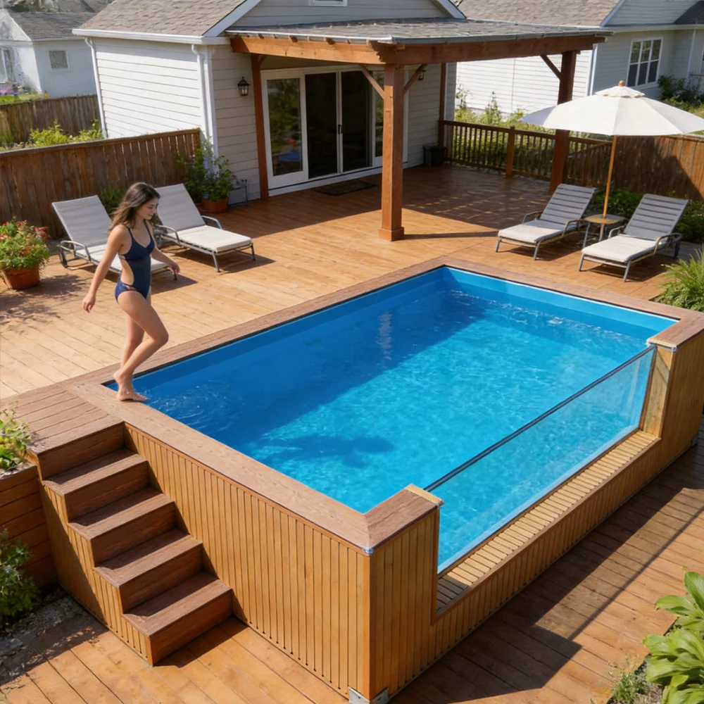 Portable swimming pool container 20ft rustproof anti leak outdoor above ground pool villa courtyard family recreation Customized