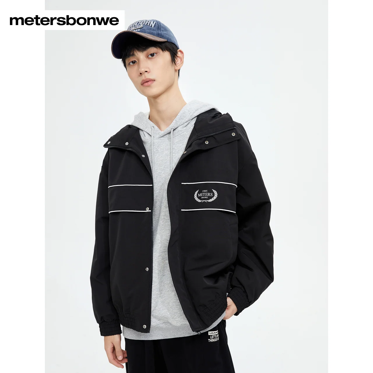 Metersbonwe-Men's Jacket Plaid Hooded Loose Chinese Stylish Casual Cardigan Top Spring Autumn