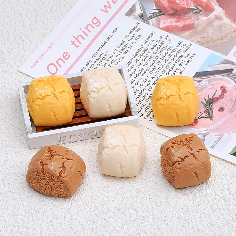 10pcs/lot New Cute Bread Resin Cabochons Mini Food DIY Scrapbooking Craft Miniature Dollhouse Accessories Phone Case Decoration