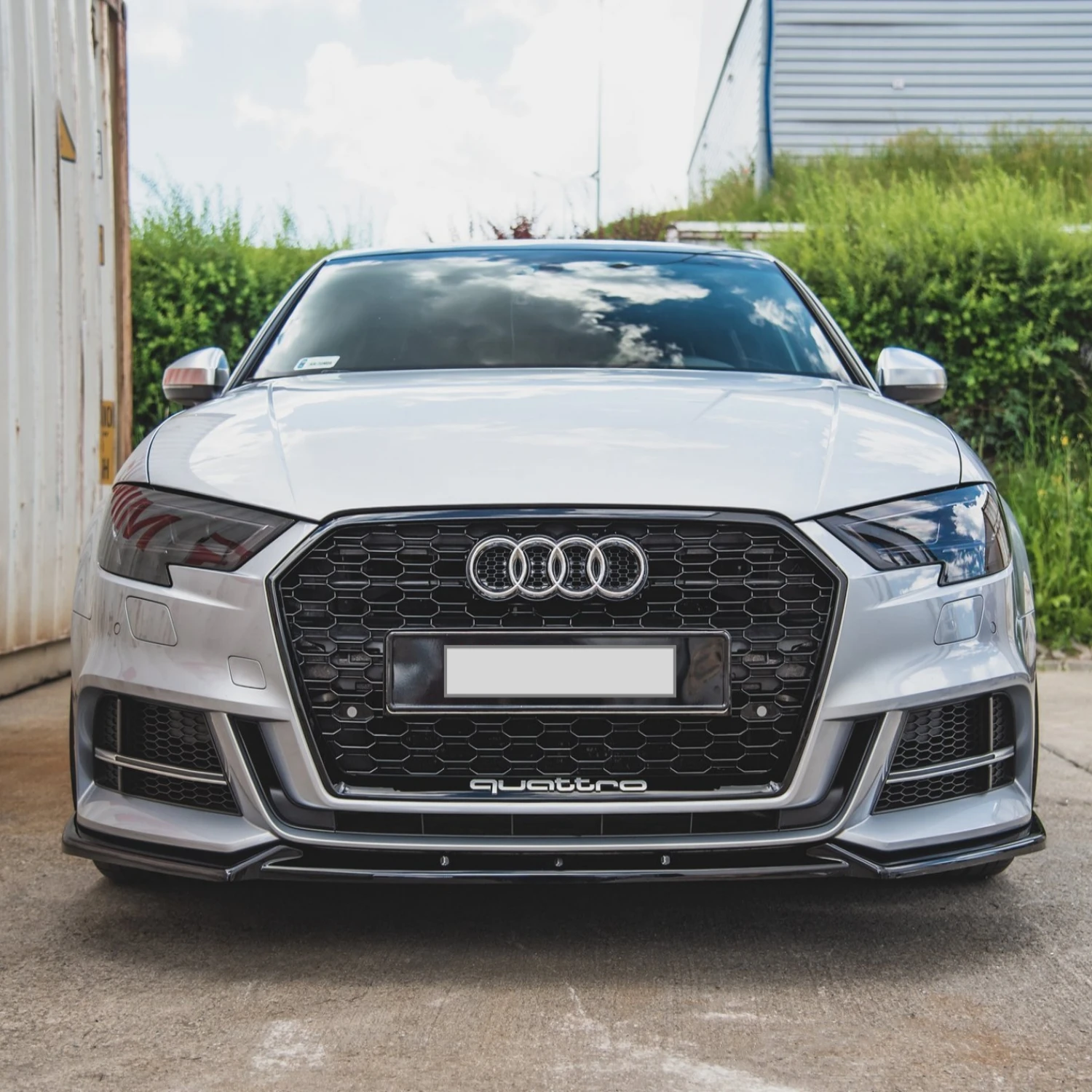 Gloss Black Car Front Bumper Lip Splitter For Audi A3 8V S-Line S3 Facelift 2017-2020 Saloon/Sportback Not For Standard Bodykits view 2
