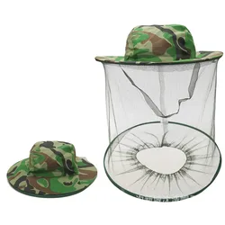 Camouflage Shawl Gauze Hat for Men Women Outdoor Anti-mosquito Anti-bee Insect-proof Mesh Fishing Hat Outdoor Hat with Sun Cover