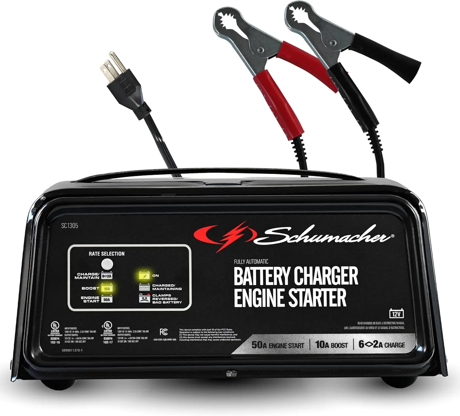 

6A Car Battery Charger & 50A Engine Starter, 4-in-1 Solution for 12V Automotive, Marine Batteries