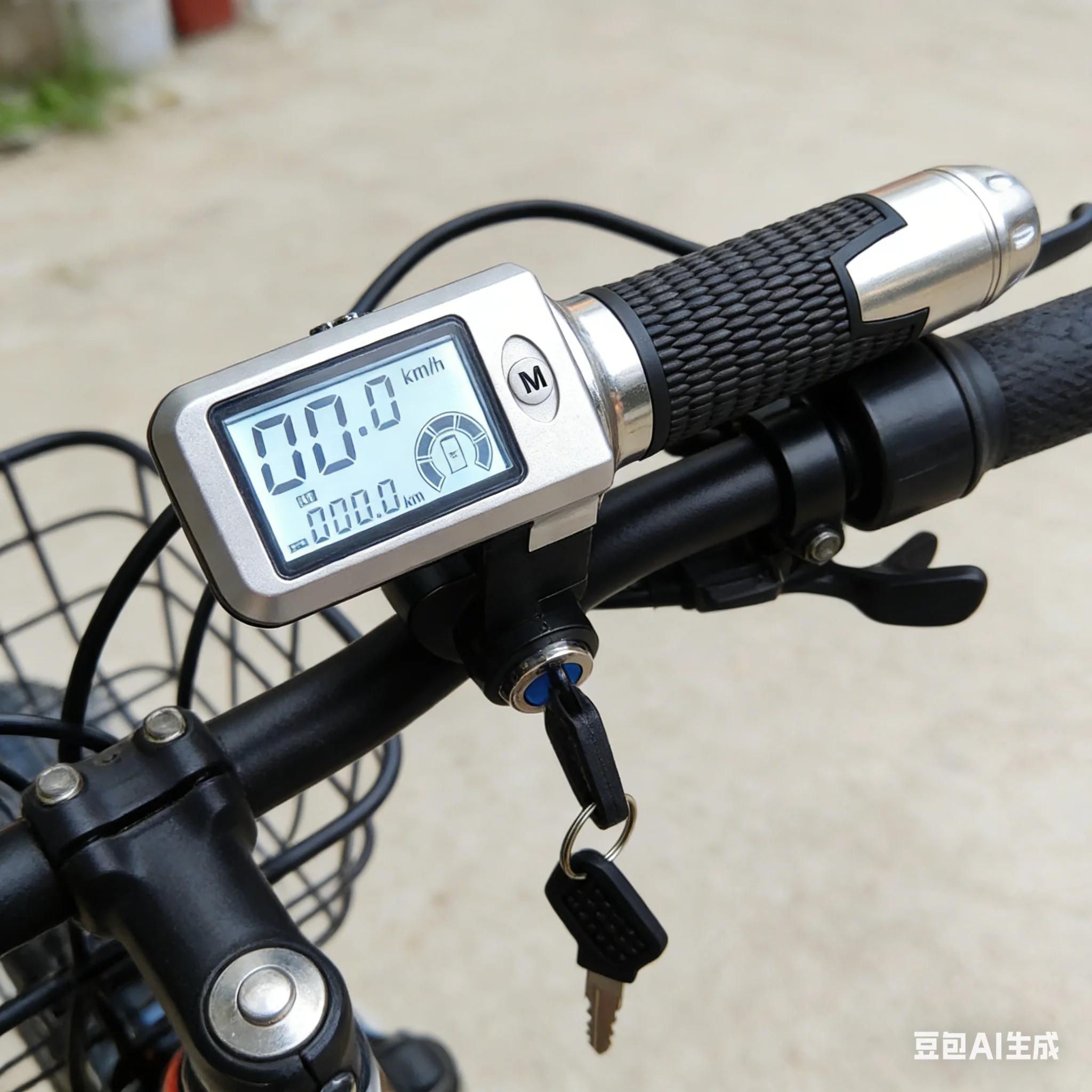 

LCD Screen Electric Scooter Bicycle Throttle Handlebar Accelerator with 3 Speed Lock Mileage Speed Voltage Display