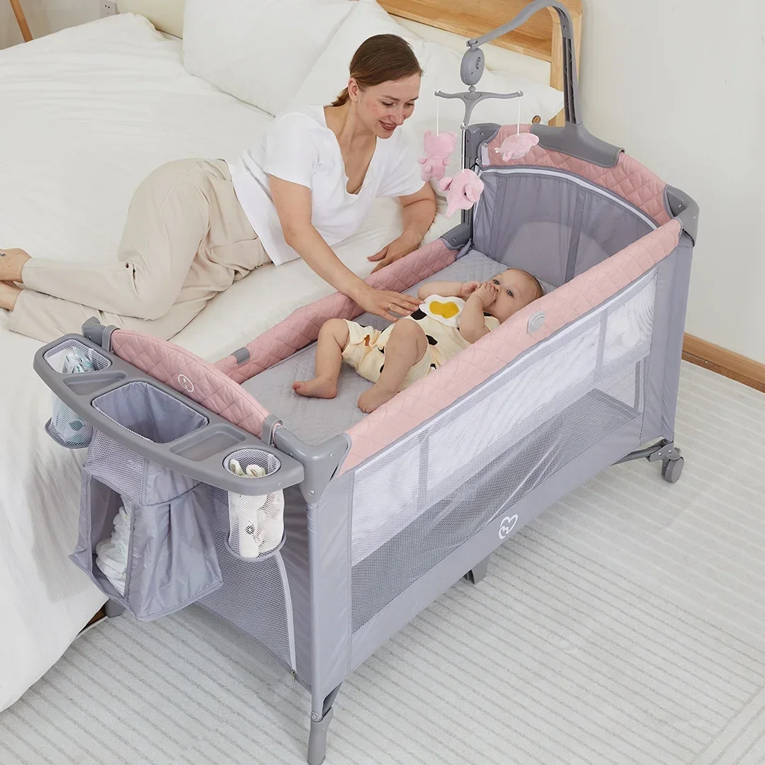 2024 Nuovo lettino per bambini Culla per bambini rimovibile con tavolo per pannolini Set letto multifunzionale per camera da letto e letti Neonato