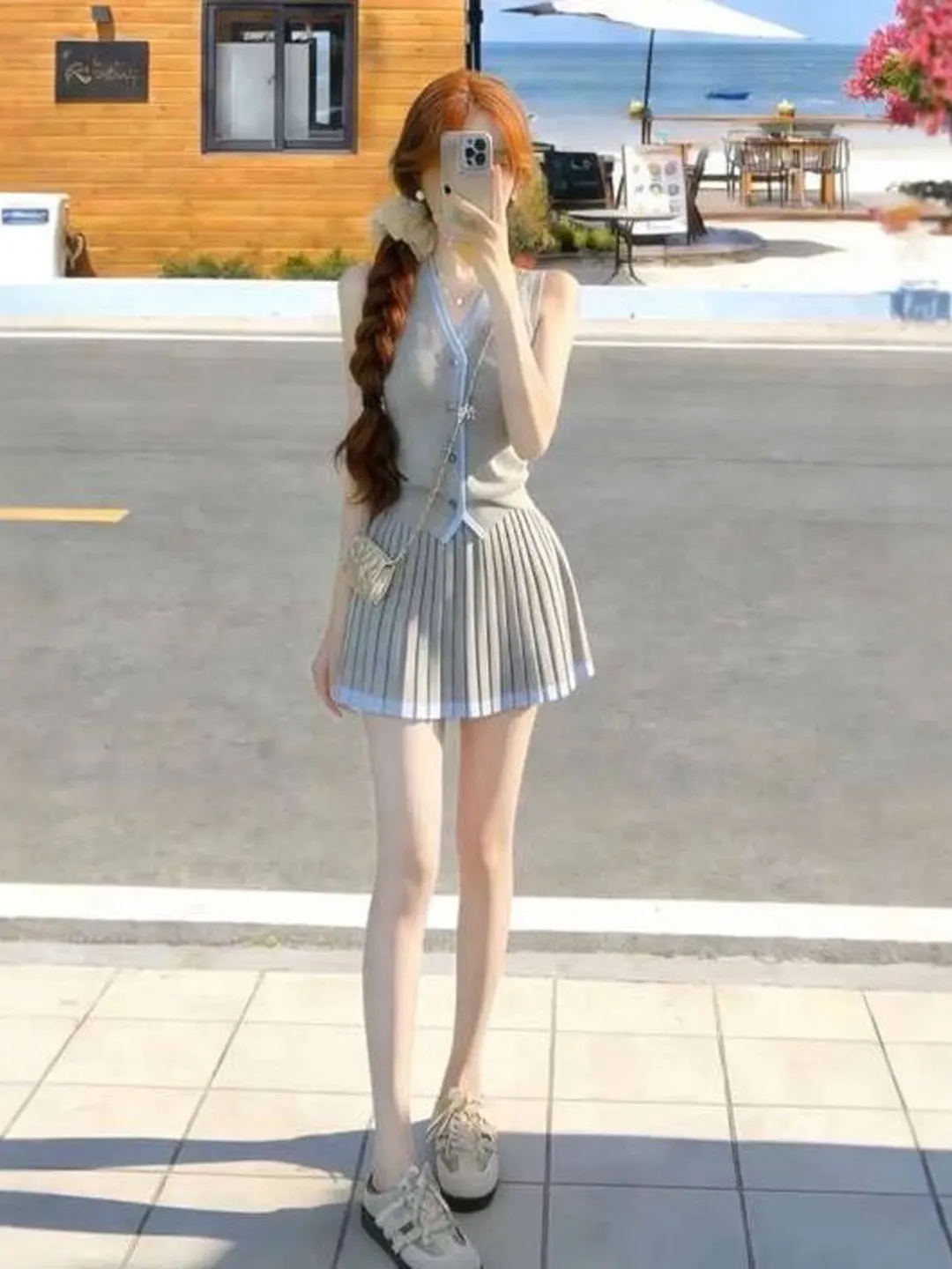 

Soft Style V-Neck Top And Half Skirt Two-Piece Set Comfortable Cotton Material Elastic Waistline Summer Fashion Women's Ensemble