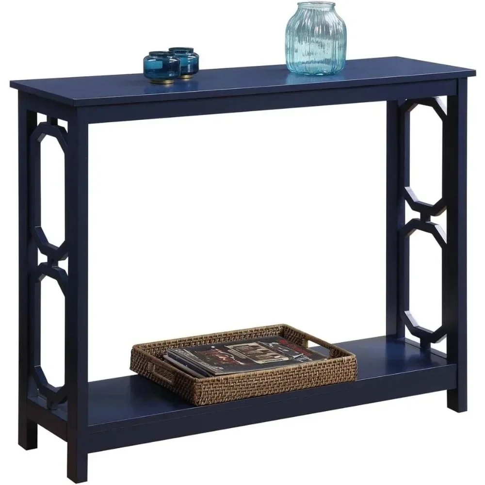 Table de canapé avec étagères, table console, bois Él, étagères à 2 niveaux, bleu spécialisation t