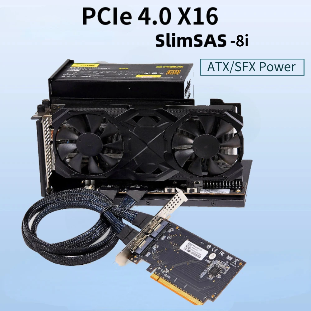SlimSAS 8i Graphics GPU Dock External Graphics Card EGPU Support GDS1-SFX ATX Power Supply PCIE 4.0 X16 Riser Card Metal Bracket