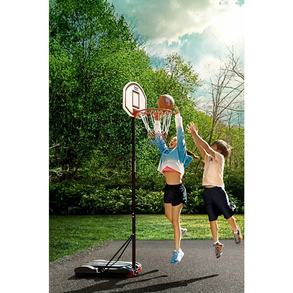 Portable Basketball Goals Adjustable Height 5-7 Feet for Kids, Teens, Youth, and Adults - Ideal Outdoor Basketball Hoop