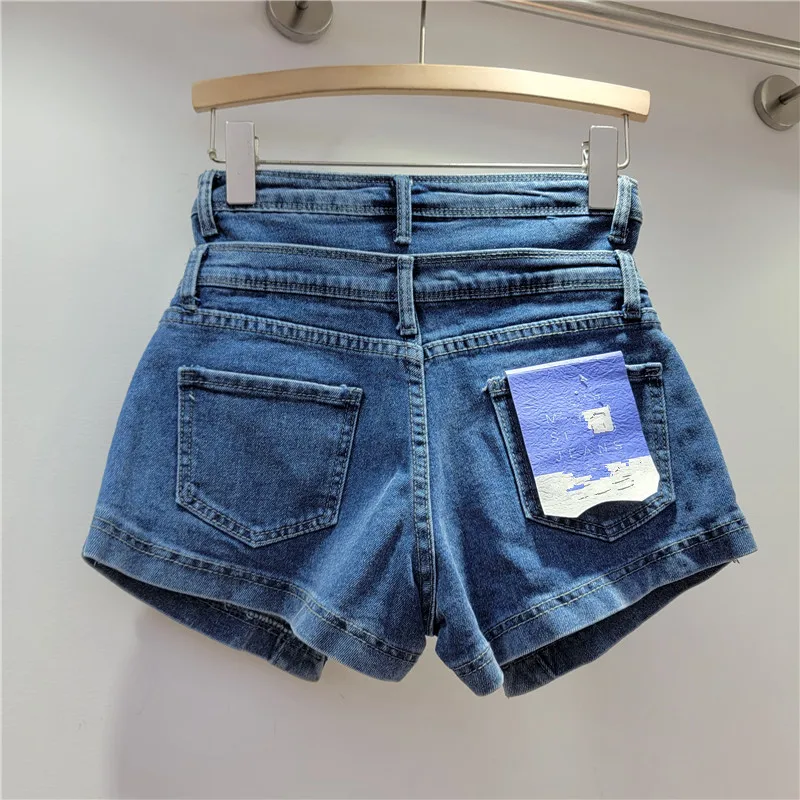 Pantalones cortos vaqueros de estilo coreano para mujer, Shorts de cintura alta, adelgazantes, versátiles, con bolsillos, para primavera y verano, 2024