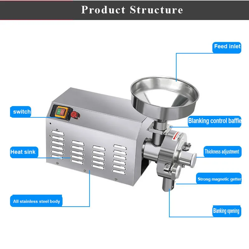 

Swing Type Grains Herbal Powder Miller Dry Food Grinder Machine High Speed Intelligent Spices Cereals Crusher