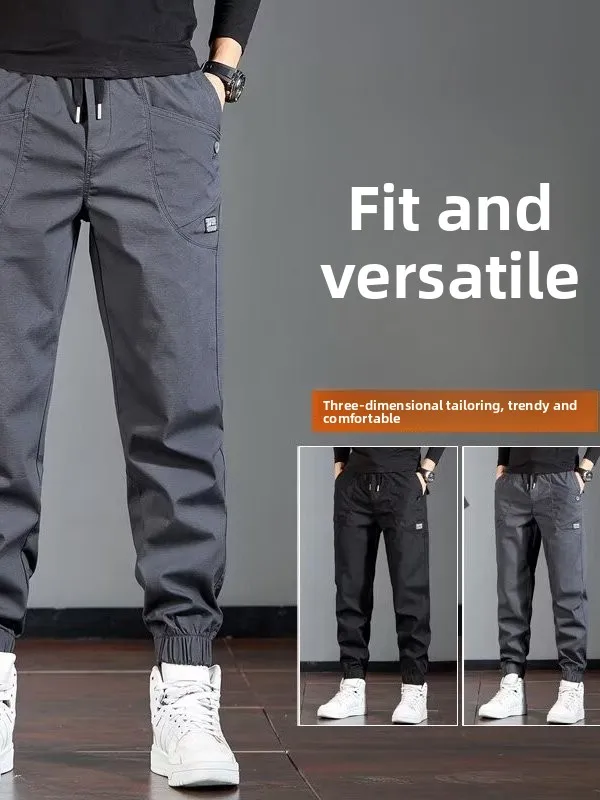 

Уличные повседневные мужские свободные длинные брюки, модные брюки-карго в стиле Харадзюку, функциональная рабочая одежда с девятью точками, полиэфирное волокно