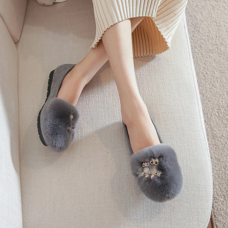 women's autumn and winter velvet 2024 new Mao Mao wear hair platform women's cotton shoes 5916