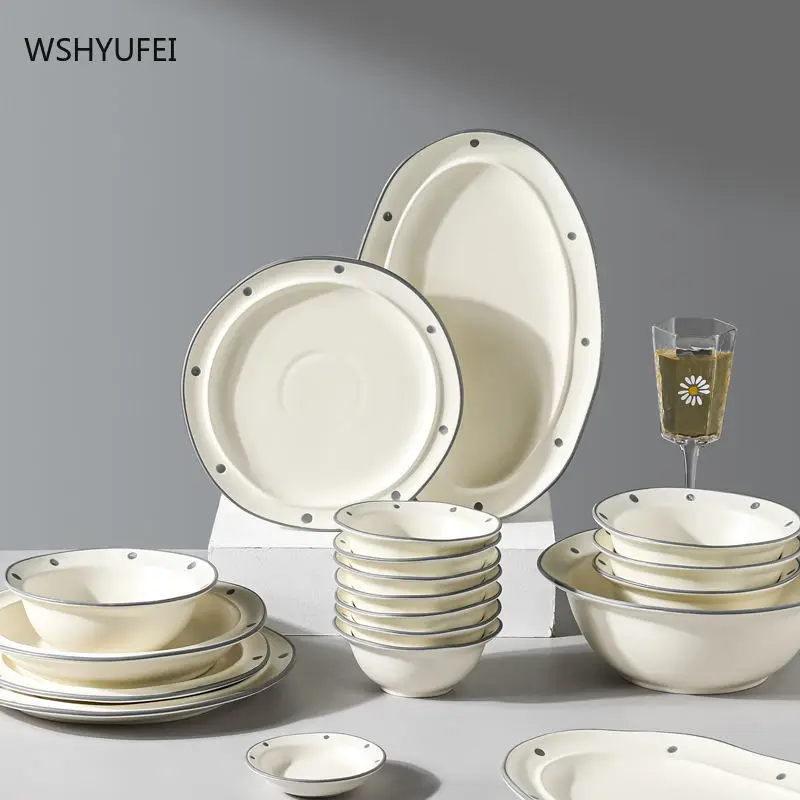 WSHYUFEI Japanese Tableware and Dish Set Ceramic Bowl Noodle Bowls Household Products Kitchenware Modern Simplicity