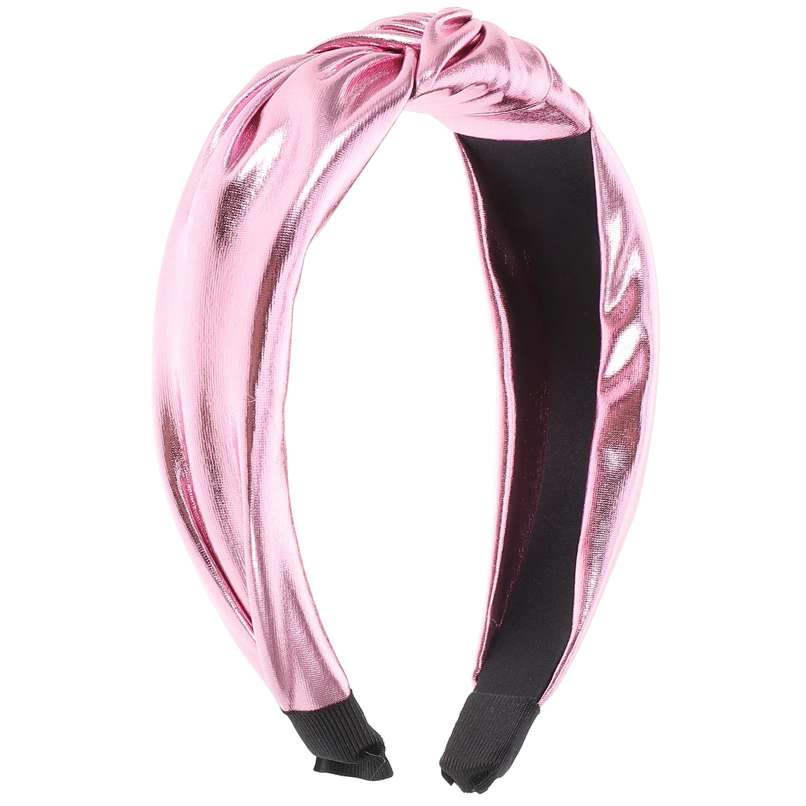 الوردي معقود عقال المرأة بريق وردي فاتح نسيج البولي يوريثان رباط شعر لعيد الحب ديسكو الترتر الشعر التبعي #1