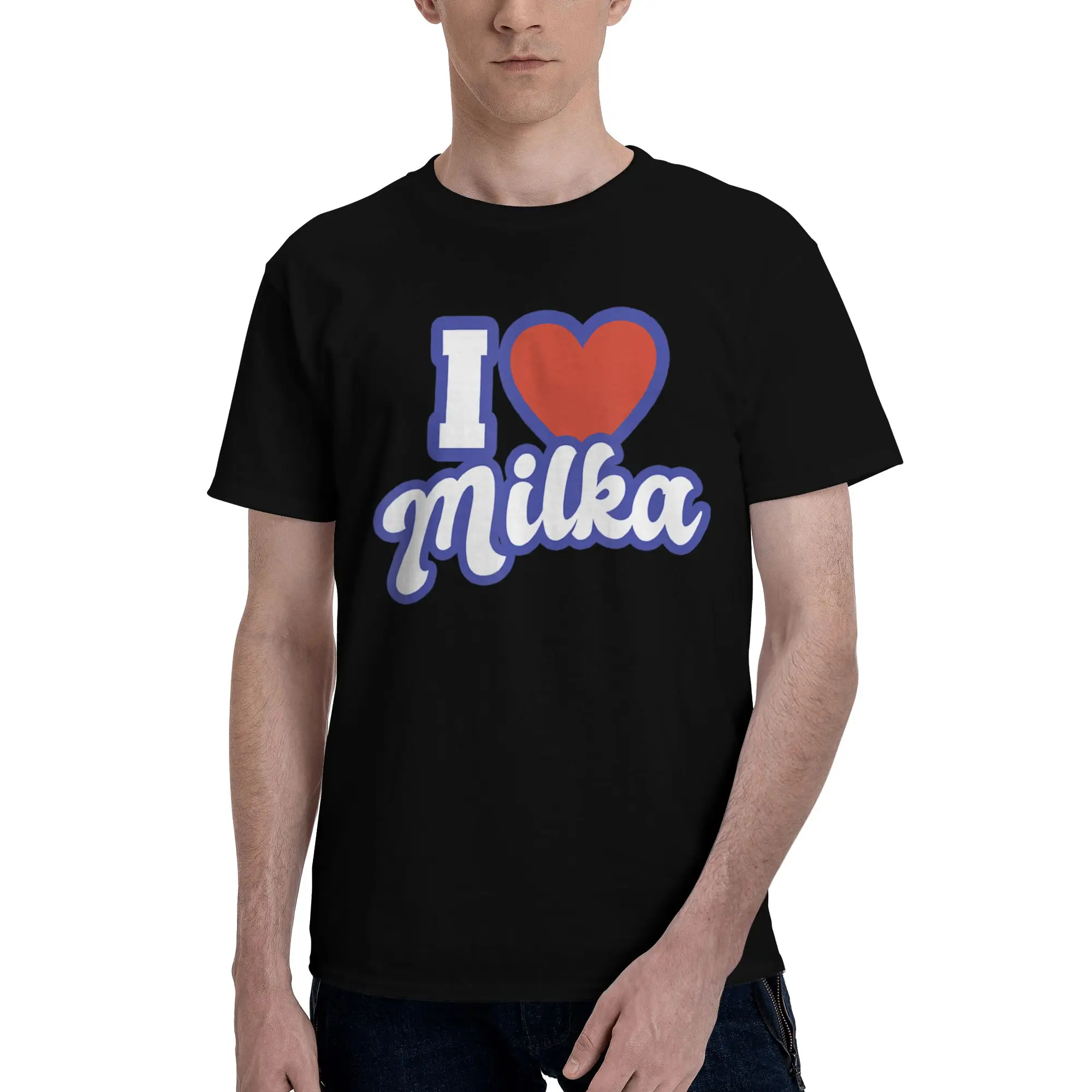 1 Piece I Love Milk Graphic Funny 100% Cotton T-Shirt Alpine Milk Tops Tees For Men
