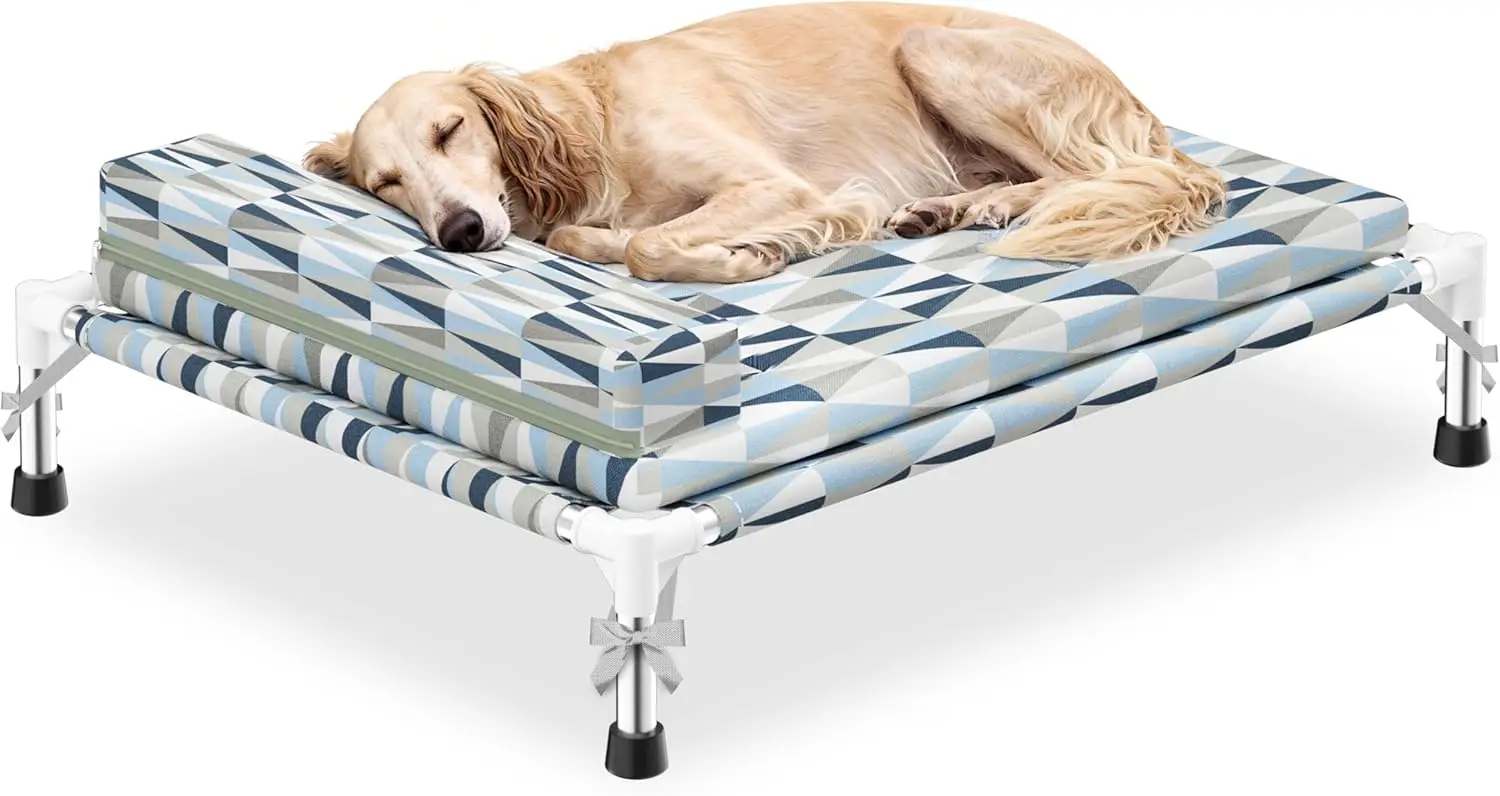 

Orthopedic Dog Bed for Medium Dogs - Elevated Dog Couch with Bolster and Cushion, Raised Pet Couch Bed with Removable Wa