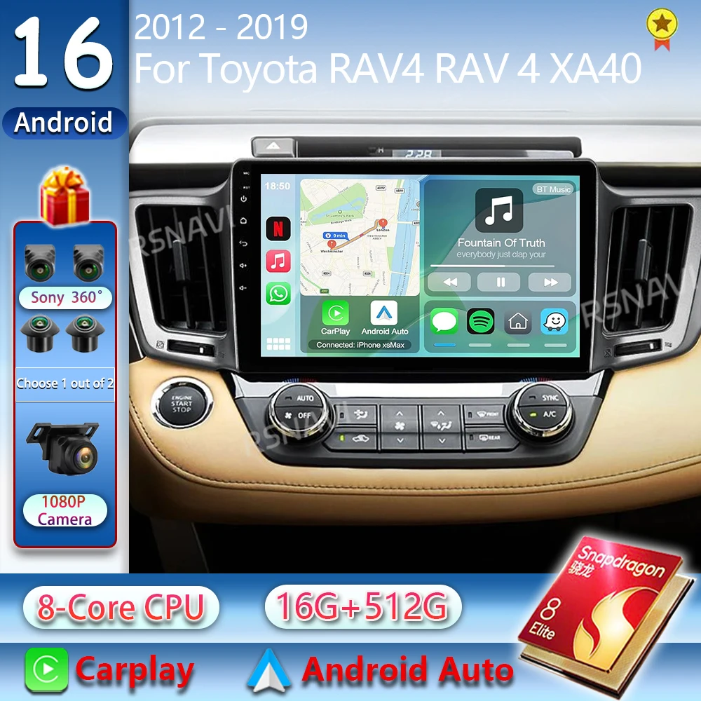 

Android 16 For Toyota RAV4 4 XA40 5 XA50 2012-2018 2K QLED Stereo Car Radio Multimedia Video Player Navigation AI Voice CarPlay