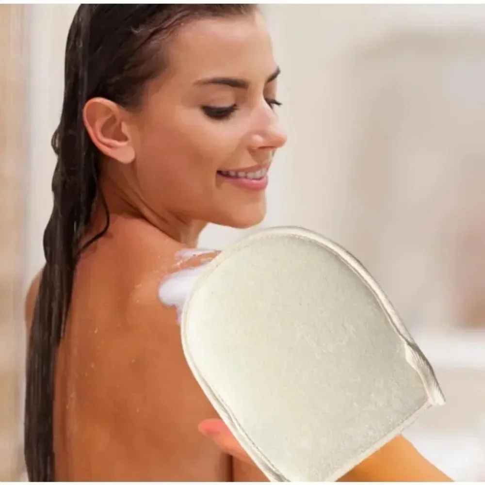 Purificadores naturais macios da loofah para o banheiro, Esponja de Esfoliação Corporal Dupla Face, Purificador do corpo do chuveiro, Luvas de banho limpas para a pele