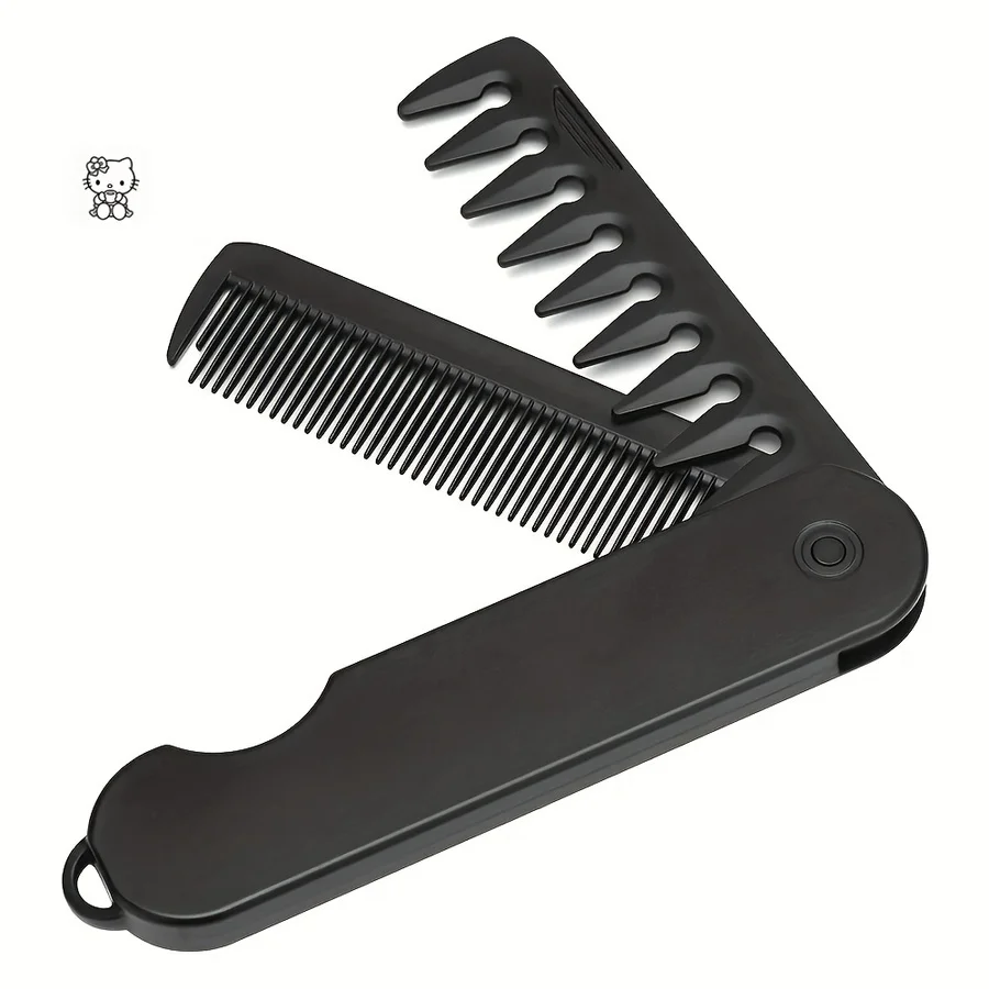 Collapsible Unisex Hair Comb - Durable ABS Plastic Handle And Plastic Teeth, Multi-Gap Design for Various Hairstyles, Portable D