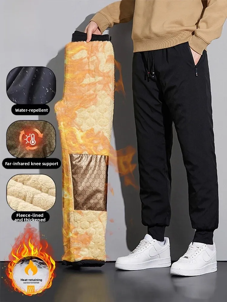 

TUCANO aphene Lamb Velvet down Filled Thiened Winter Casual Pants Men's Loose Fit Windproof Warm Cotton Trousers