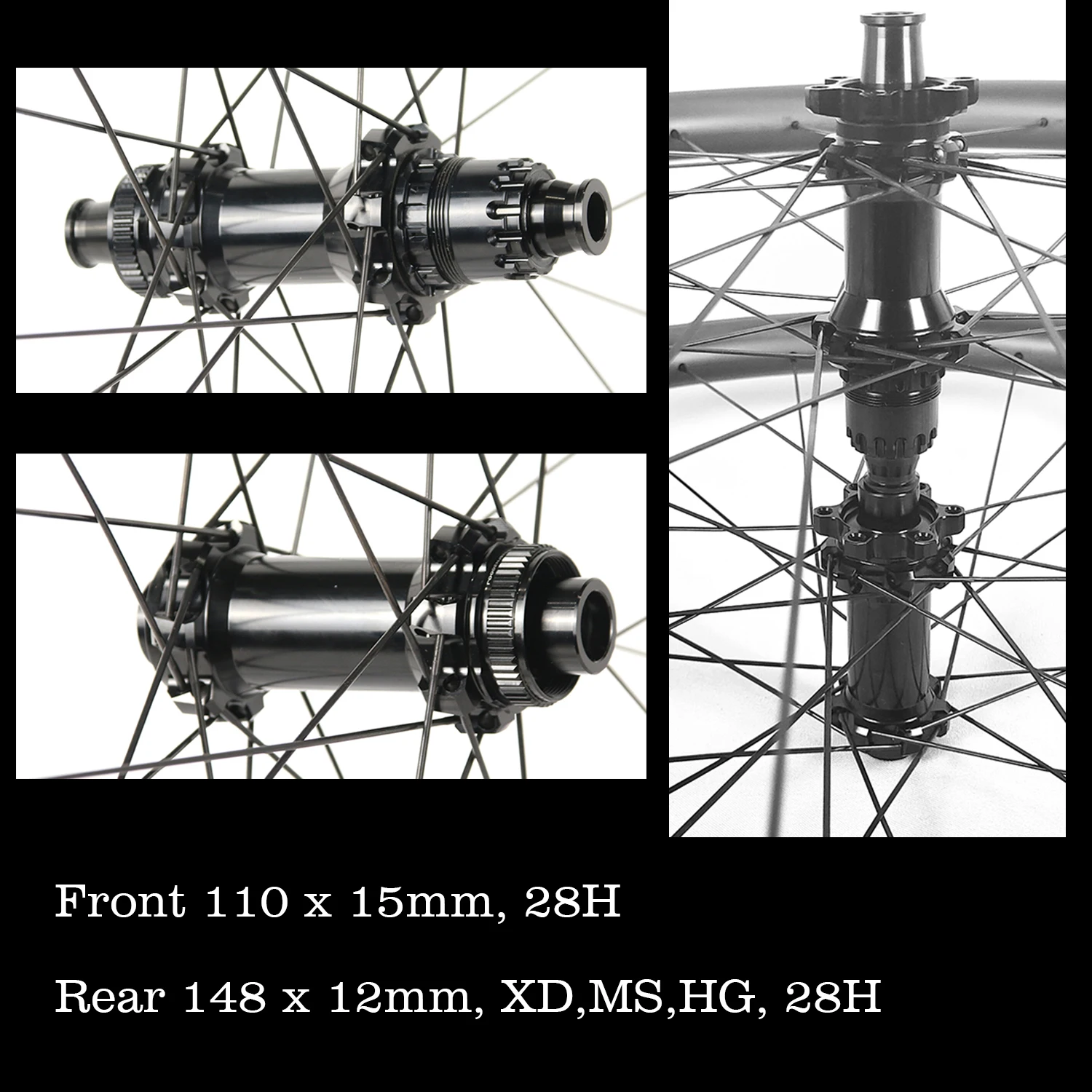 Serenade XCO Mountain Cyclce 29 Carbon Wheelset, MTB XC 29er, Boost Bike Wheels, 29mm Inner  Asymmetric Tubeless Wheels