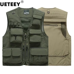 7XL 14 Pockets Summer New Men US Tactical Hiking Fishing Vest Man Photographer Waistcoat Mesh Cargo Sleeveless Jacket Tool Vest