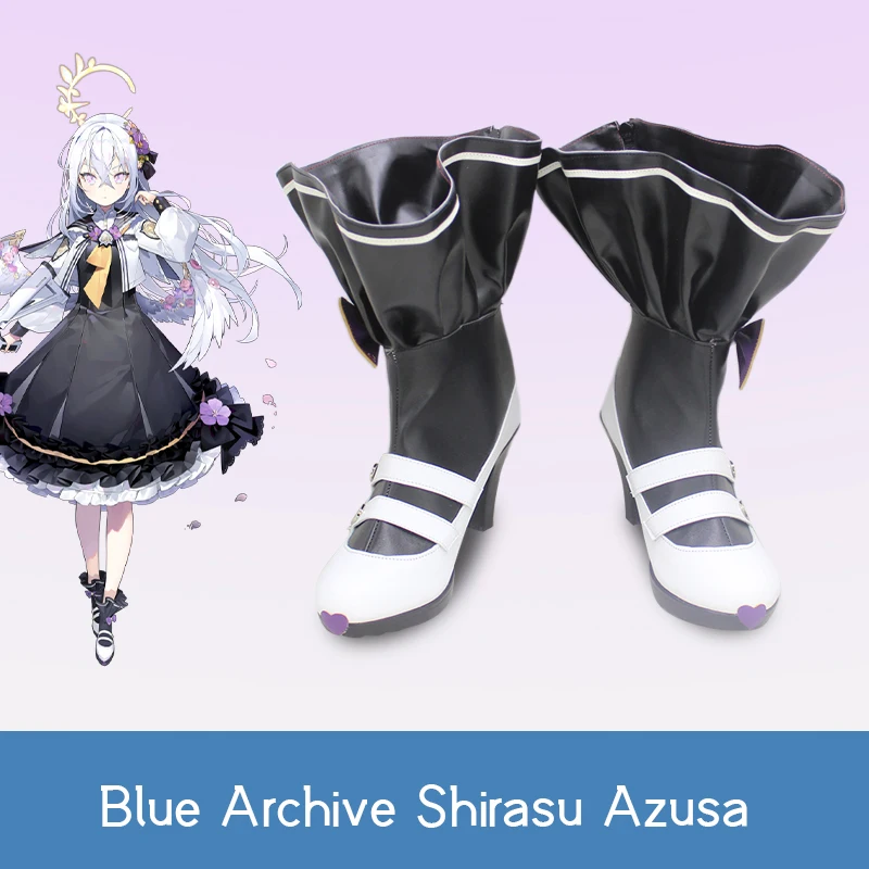 Game Blue Archive Cos Shirasu Azusa Cosplay Shoes Cute Leather ankle cover female white shoes Accessory H