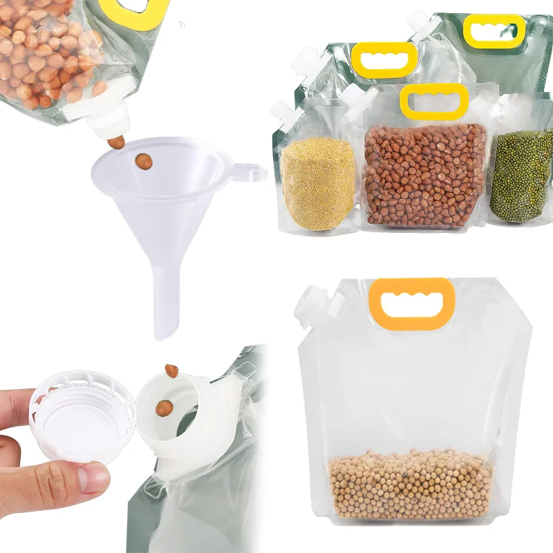 Grains Storage Packaging Bag Cereals Moisture Insect Proof Sealed Bag Thickened Portable Food Rice Bean Container Nozzle Bag