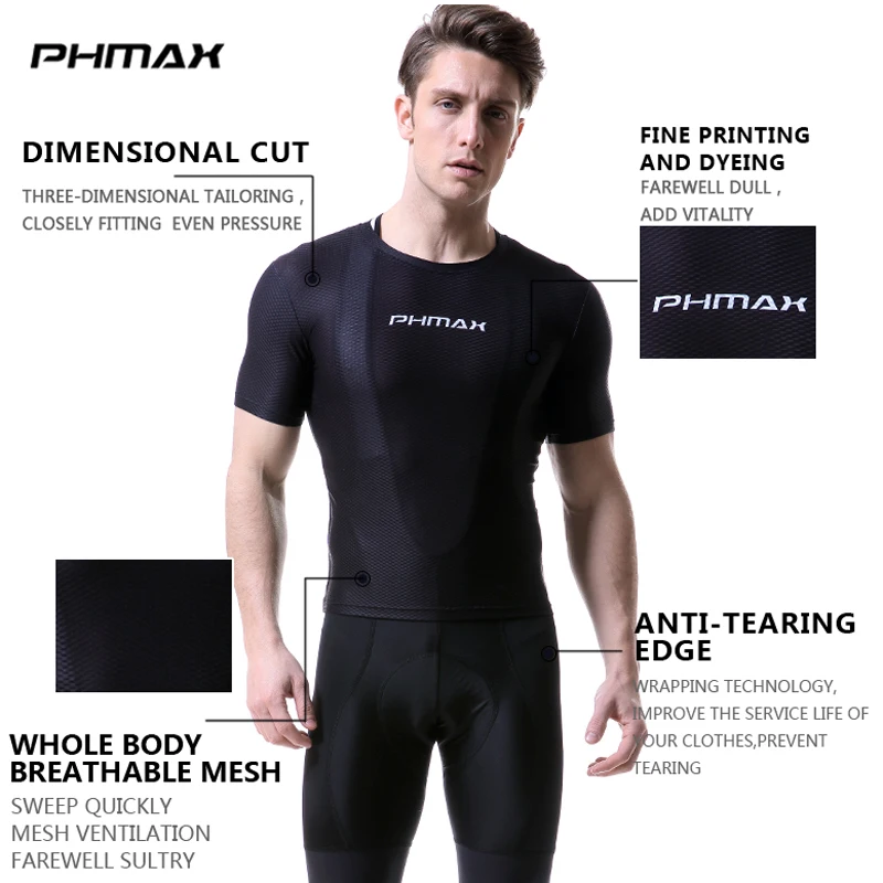 PHMAX Men\'s Cycling Sports Bottoming Shirt Summer Cycling Clothing Mesh Road Sweat Shirt Bicycle Underwear Cycling Clothing