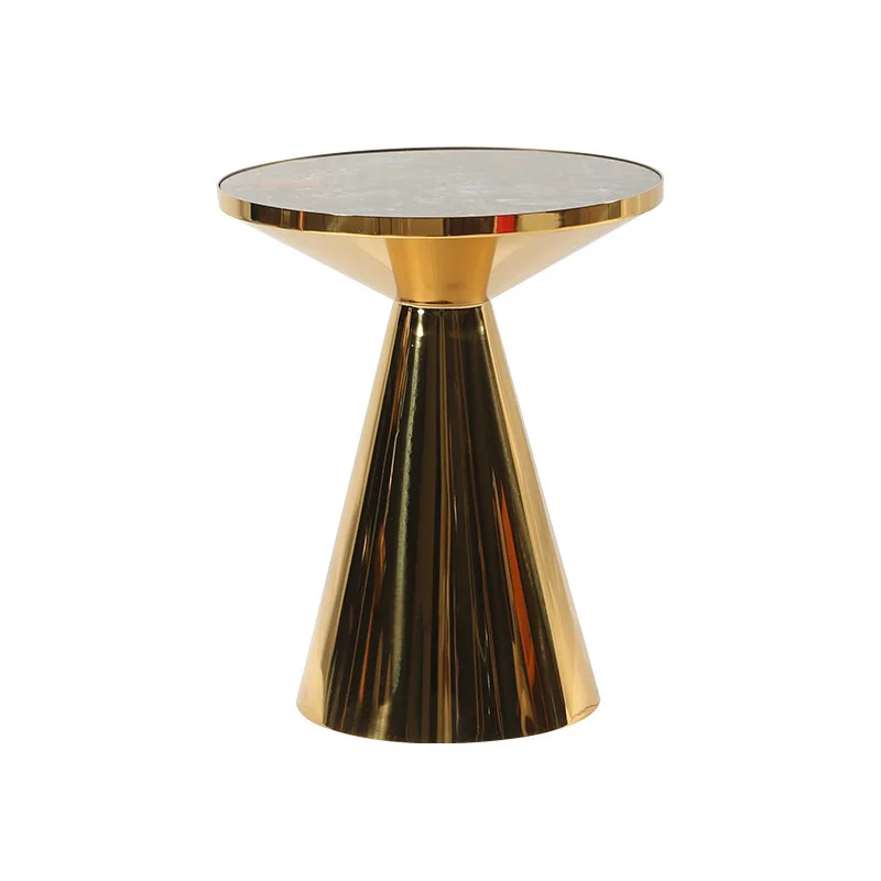 Stainless steel horn-shaped marble coffee table model room sofa coffee table