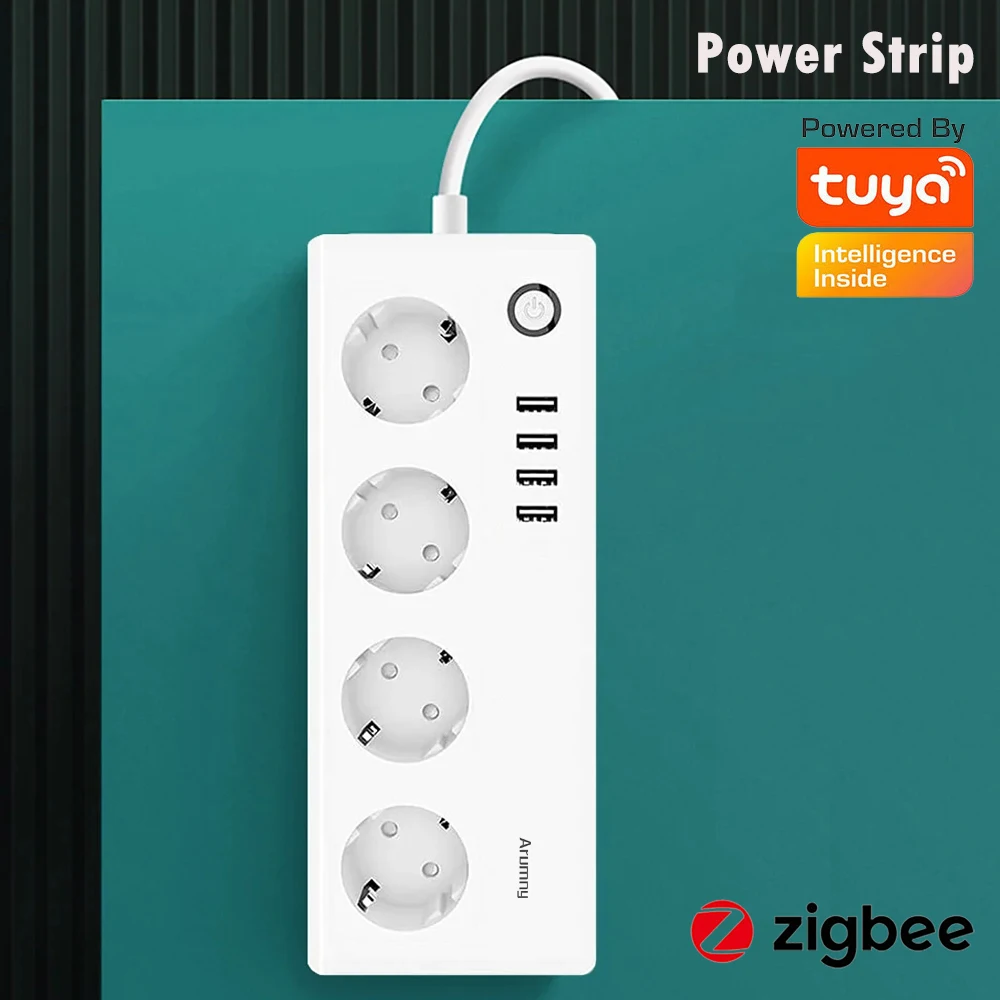 Розетка Arumny EU Zigbee Удлинитель Tuya Smart Life Zigbee2mqtt 1,8 м Удлинитель Alexa Google Assistant Controll Яндекс Алиса