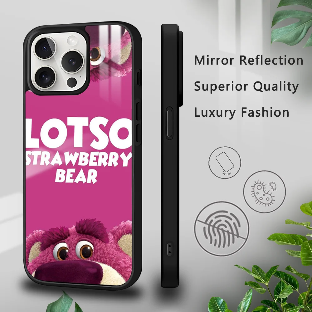 

Cartoon Lotso Phone Case For iPhone 15 14 13 12 11 Pro Xs Max Mini XR X 7 8 Plus luxury Mirror Hard Funda Anti Drop Cover