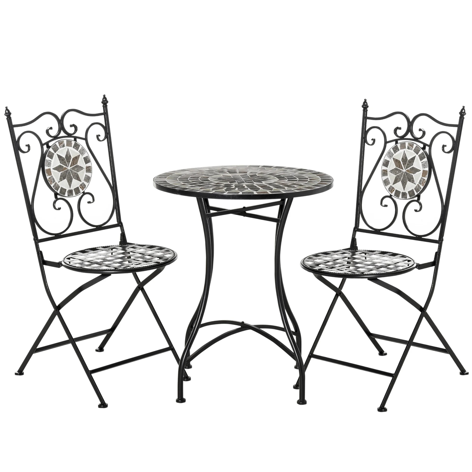 Ensemble de salon de jardin Outsunny pour deux personnes, ensemble de mobilier de balcon, comprenant une table en mosaïque...