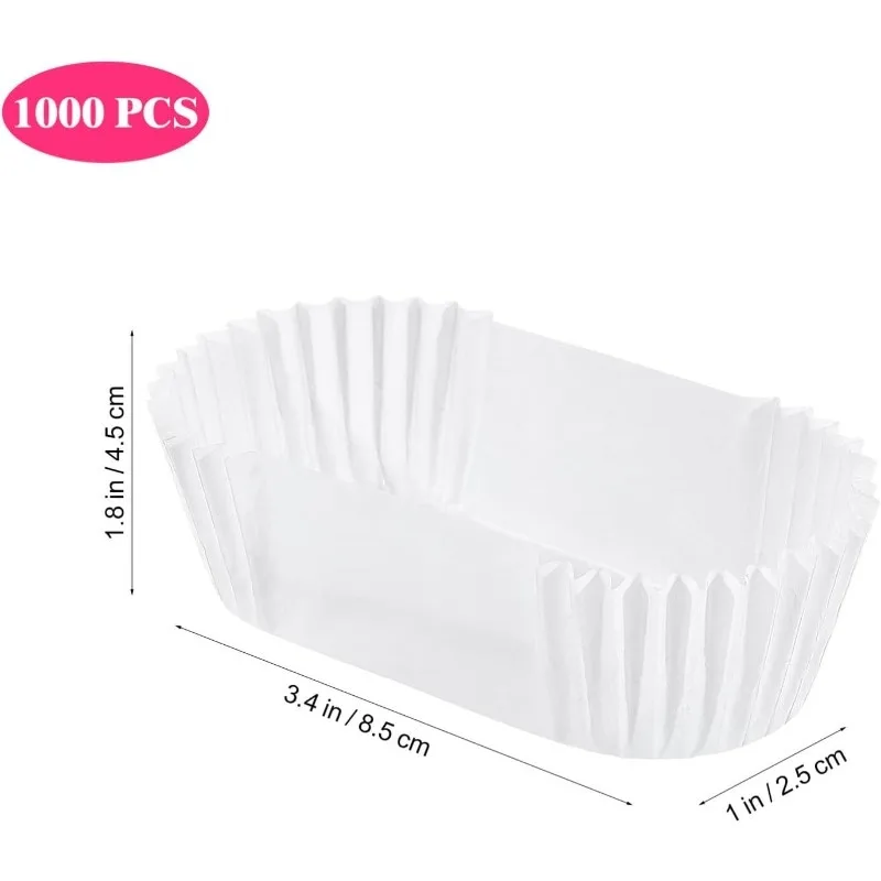 1000PCS Baking Cups Oval Cake Paper Tray Grease Proof Cupcake Liners Boat Shape Baking Cups Muffin Cups for Balls Cupcakes