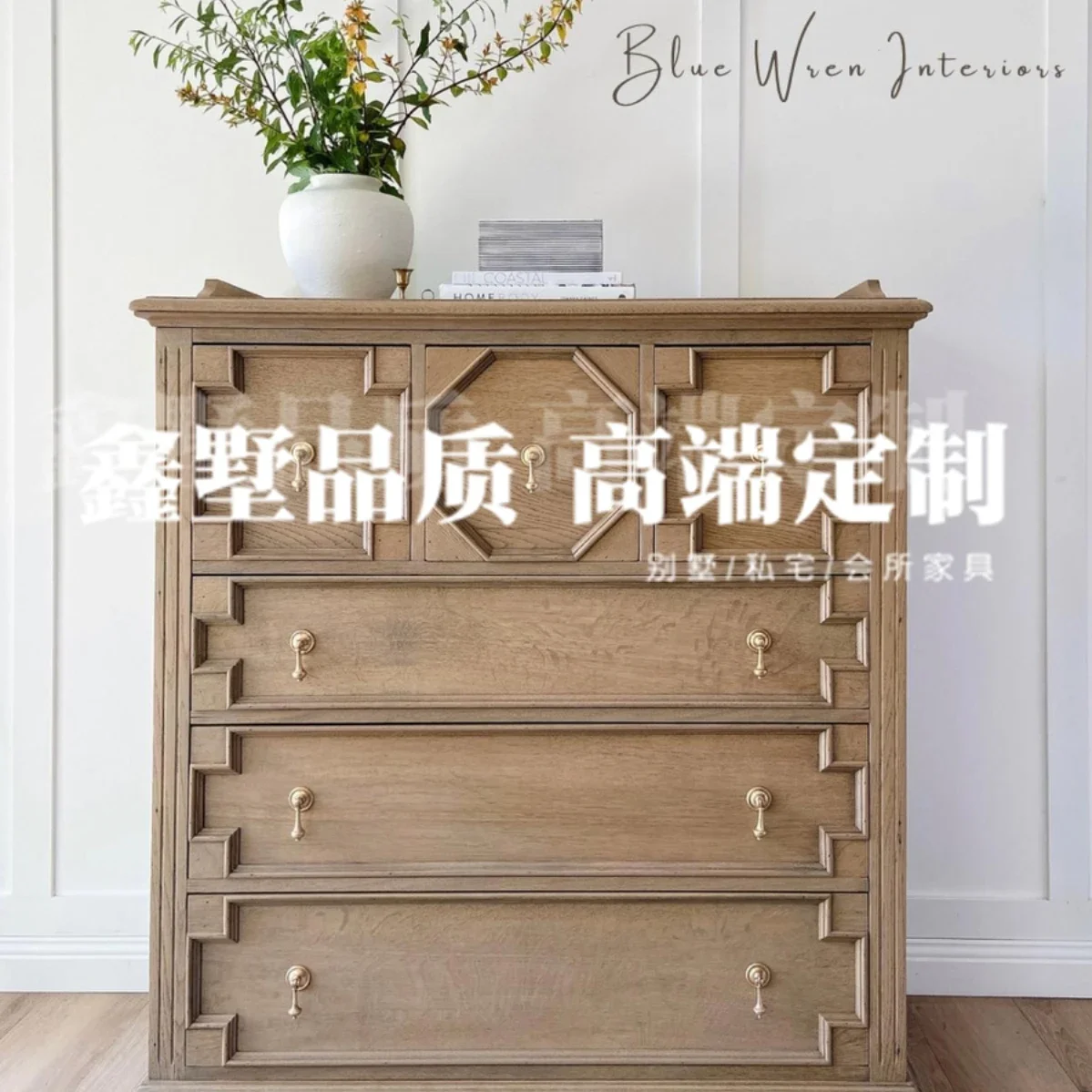 Solid Wood Chest of Six Drawers Bedroom Storage Chest of Drawers Cabinet American Storage Bed Front Cabinet