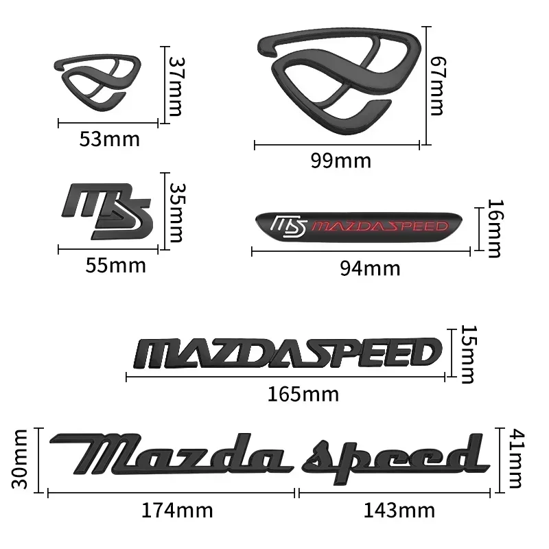 Auto Metal For MS MAZDASPEED Grille Logo Mazda 3 6 CX-3 CX-4 CX-5 CX-7 CX-9 Car Styling 3D Badge Lettering Decals Trunk Sticker