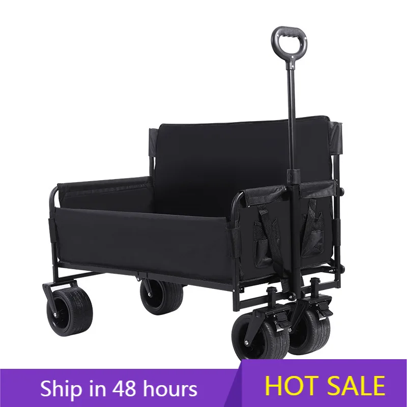 POWER LEAP Foreign Trade Outdoor Camping Trolley Foldable Four-wheel Picnic Sofa Seat Sitting Reclining Dual-purpose Camp Car Po