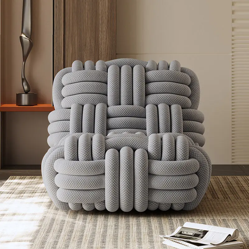 غرفة المعيشة الديكور صالة أريكة الحديثة كرسي منزل كسول الكتان القطن كرسي أريكة واحد غرفة نوم فاخرة أثاث المنزل #5