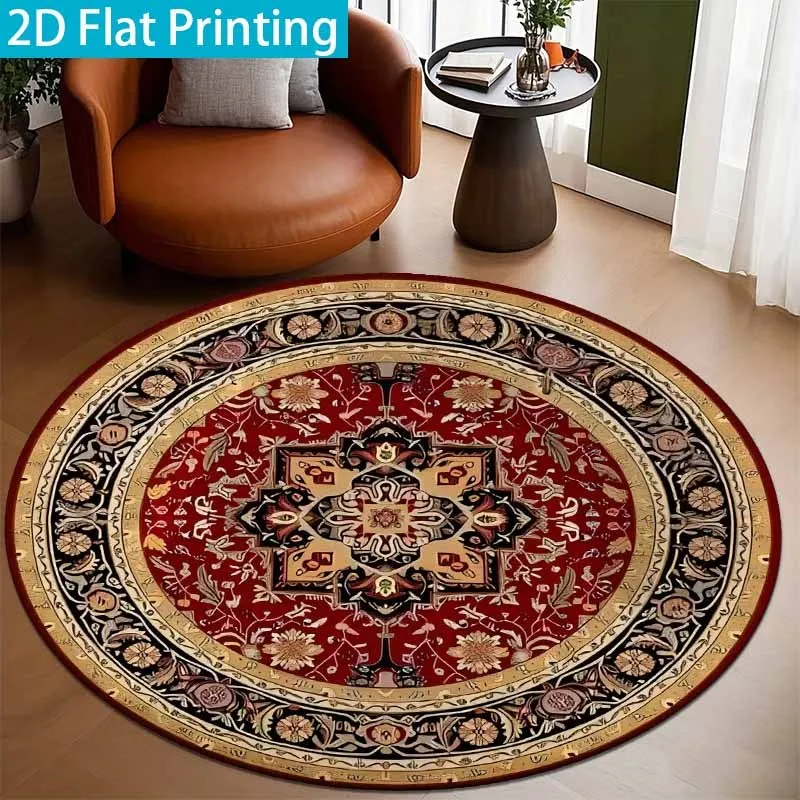 Colorful Bohemian Mandala Round Decor Rug Vintage Ethnic Ornament Circular Mat Bright Floral Pattern Floor Mat  Home Decoration