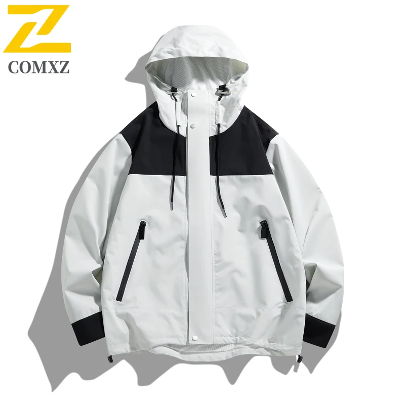 

2025 Men's Jacket Korean Fashion Contrast Color Waterproof Soft Shell Windbreaker Casual Fishing Travel Coats Men Ski Apparel