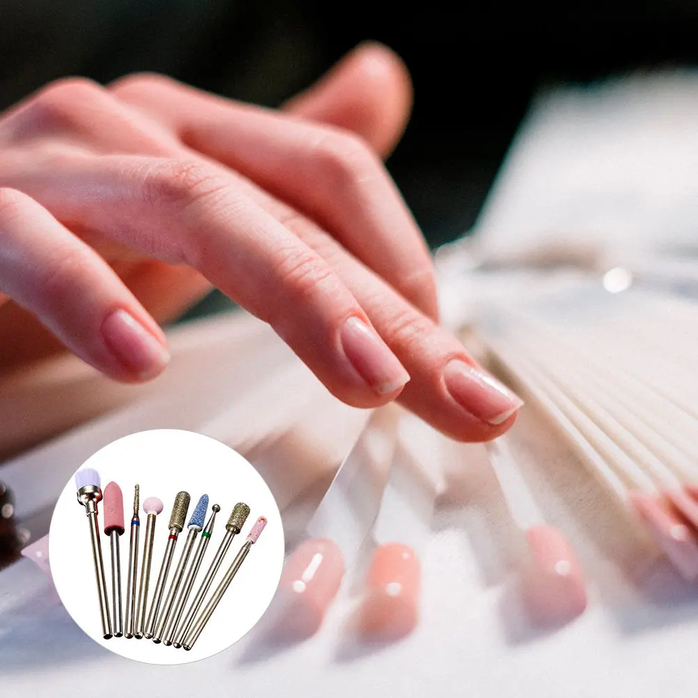 

9Pcs Nail Drill Bits Set Professional Round Cone Grinding Heads for Electric Nail Files Manicure Pedicure Polish Removal Buffing