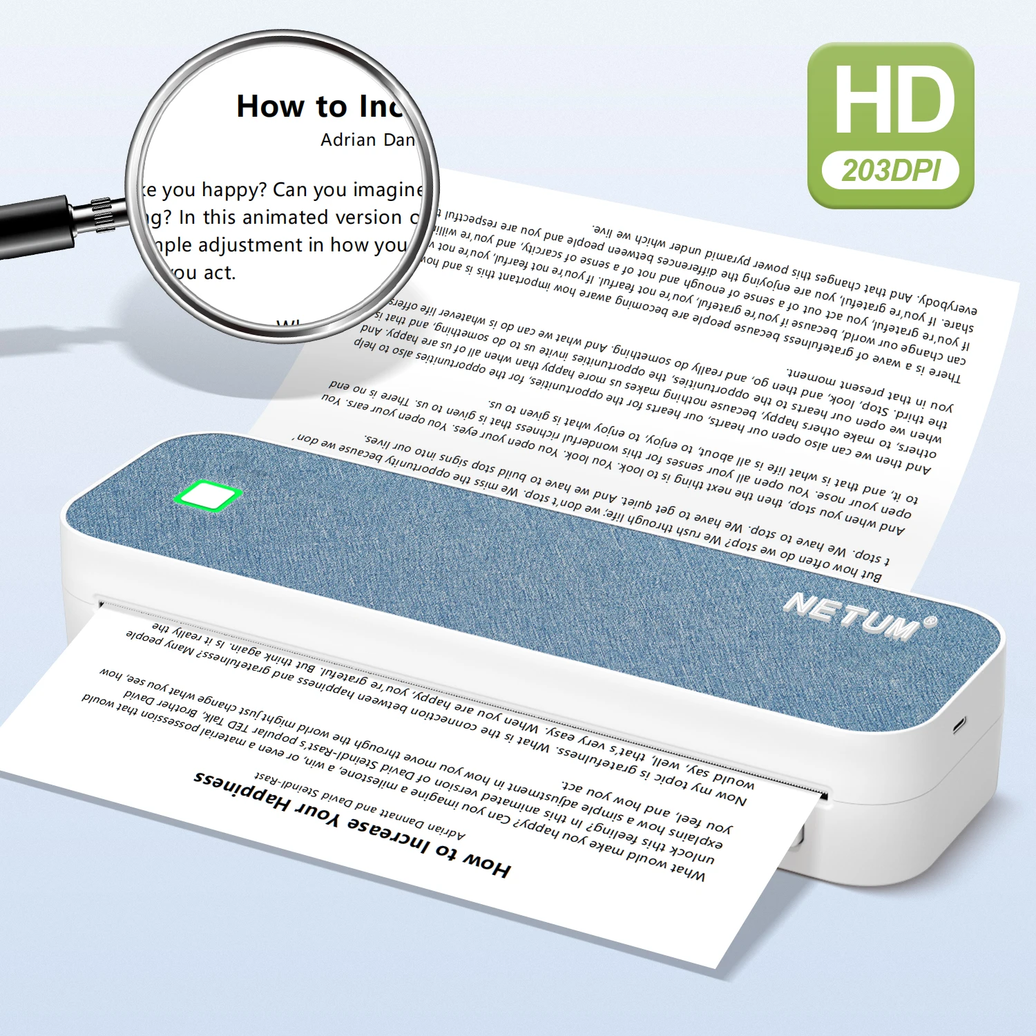 Portable Thermal Printer A4 Bluetooth Inkless Printer for Office&Home Homework  Compatible with Mac Windows iOS Android