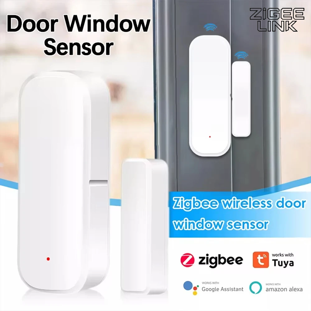 Tuya Smart ZigBee Door Window Sensor Wireless Magnetic Detector Real Time APP Remote Monitor Security Alarm Compatible Alexa