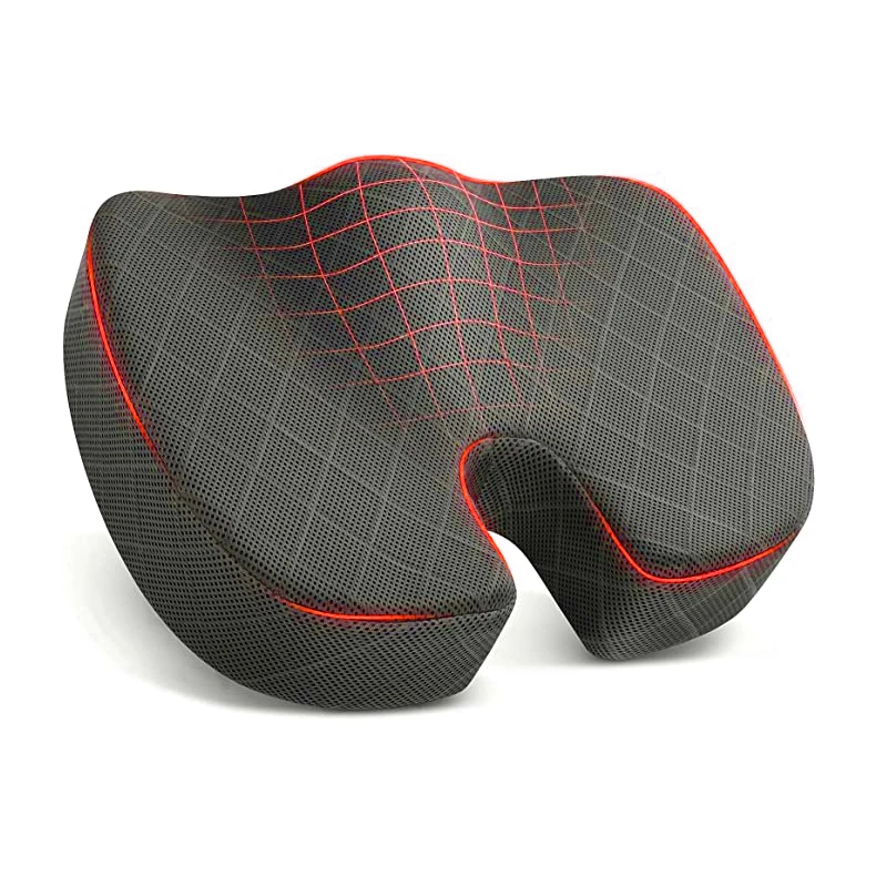 Orthopedic Tailbone Seat Cushion Memory Foam Gel Ergonomic Decompression Pad for Car Office Chair Outdoor Use Comfort Support